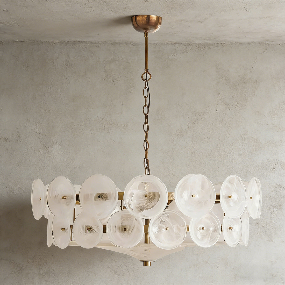 Italian Murano Style Glass Disc Chandelier | wildoxy