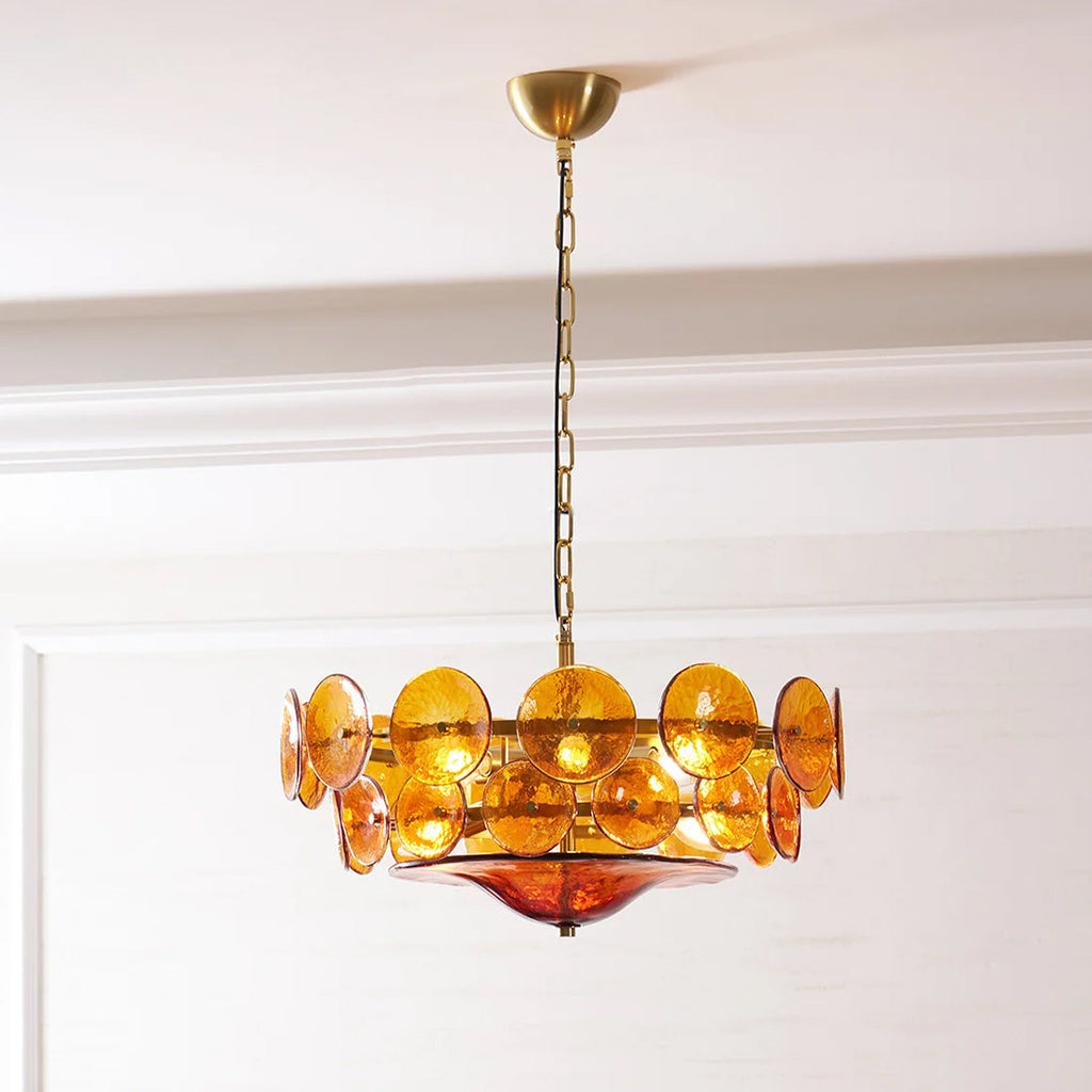Italian Murano Style Glass Disc Chandelier | wildoxy