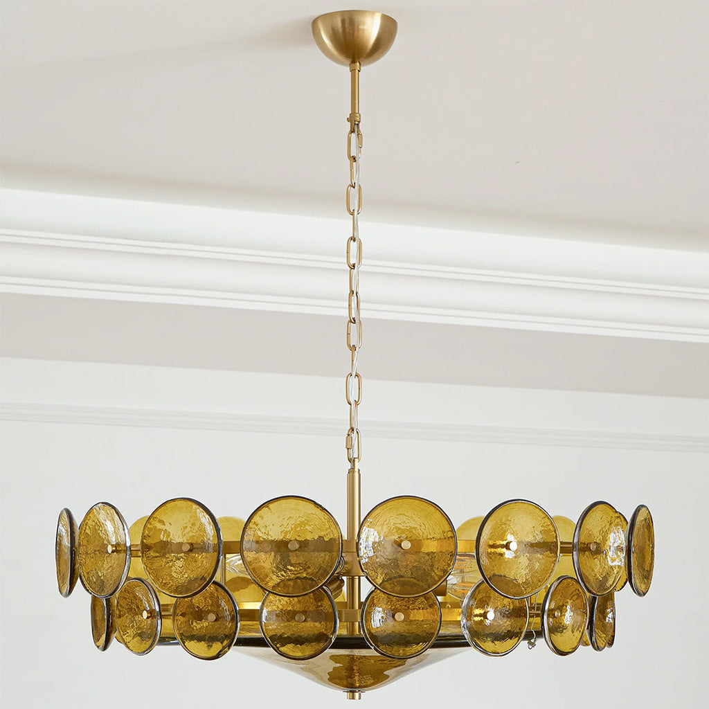 Italian Murano Style Glass Disc Chandelier | wildoxy