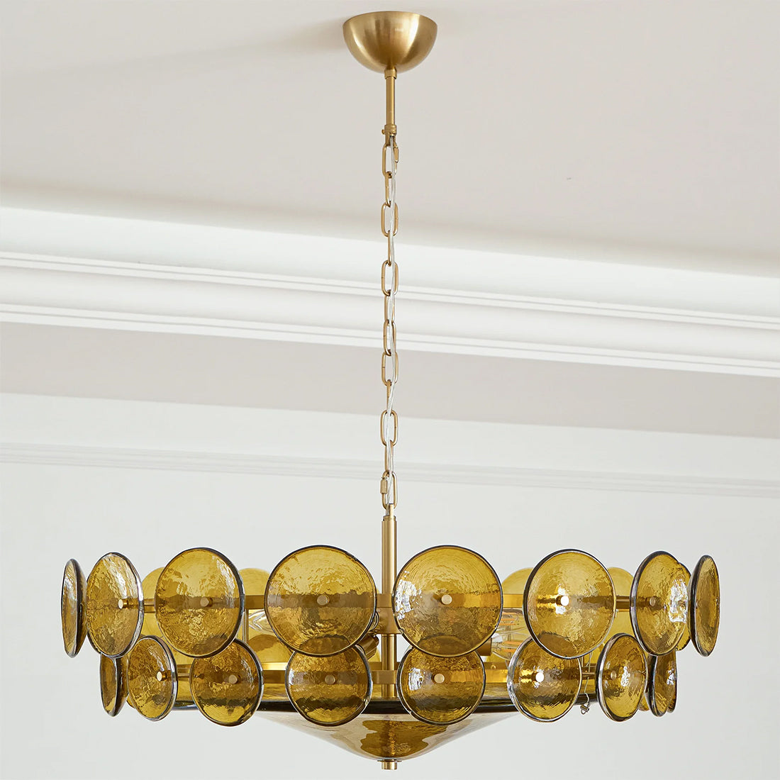 Italian Murano Style Glass Disc Chandelier | wildoxy
