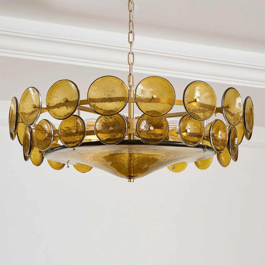Italian Murano Style Glass Disc Chandelier | wildoxy