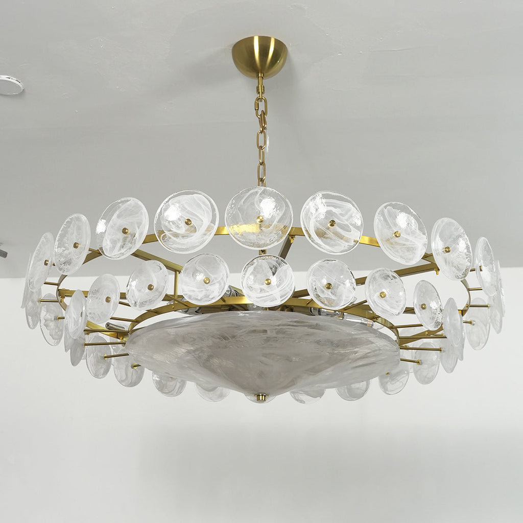 Italian Murano Style Glass Disc Chandelier | wildoxy
