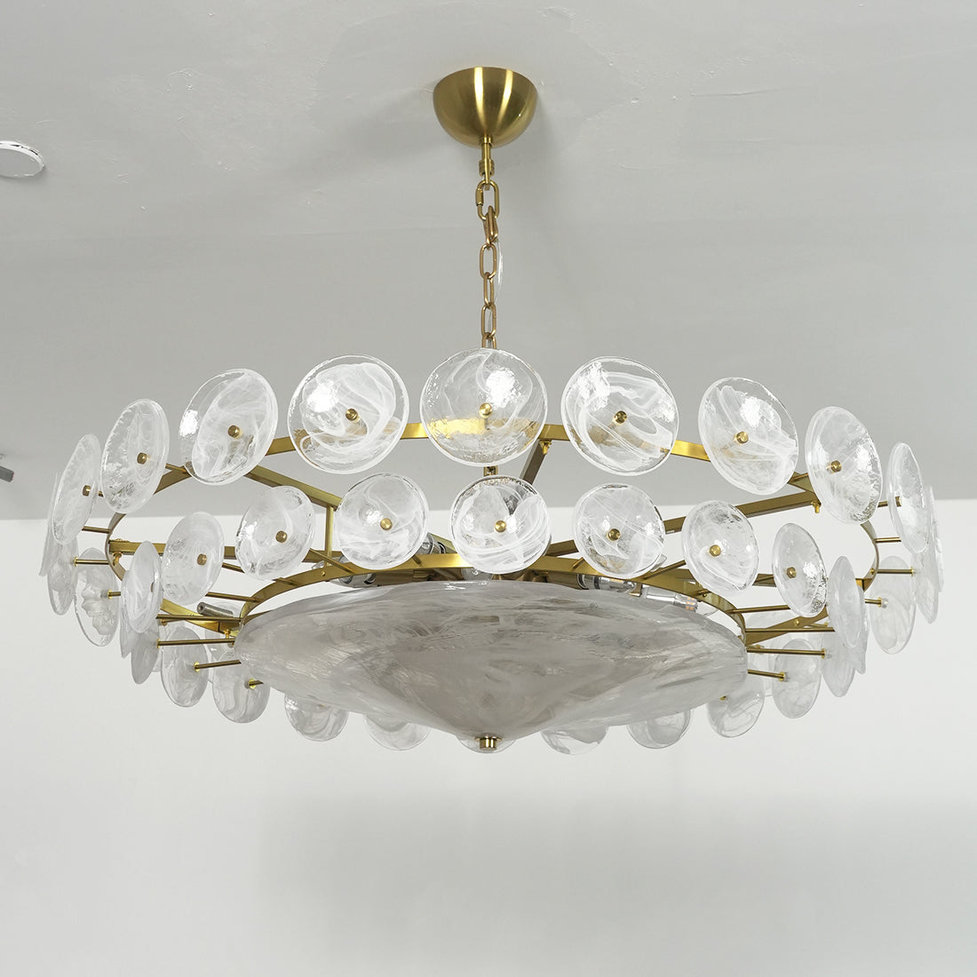 Italian Murano Style Glass Disc Chandelier | wildoxy