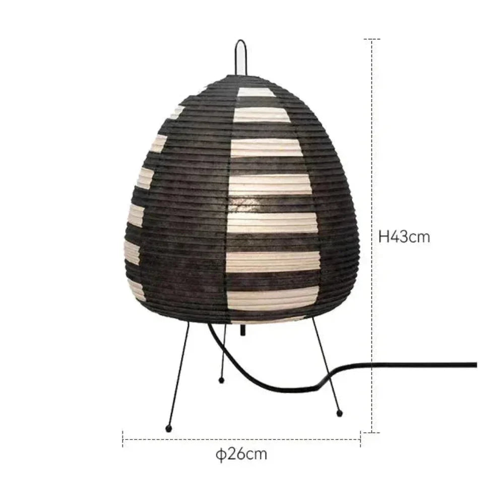 Lámpara de mesa retro japonesa de papel de arroz de 47cm, base de hierro E27