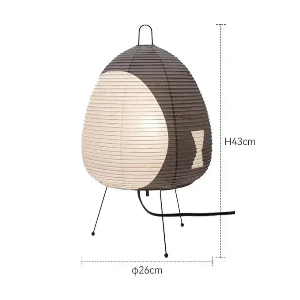 Lámpara de mesa retro japonesa de papel de arroz de 47cm, base de hierro E27