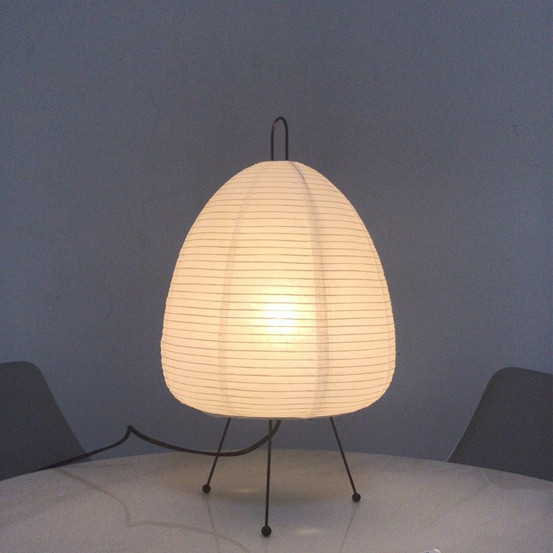 Lámpara de mesa retro japonesa de papel de arroz de 47cm, base de hierro E27