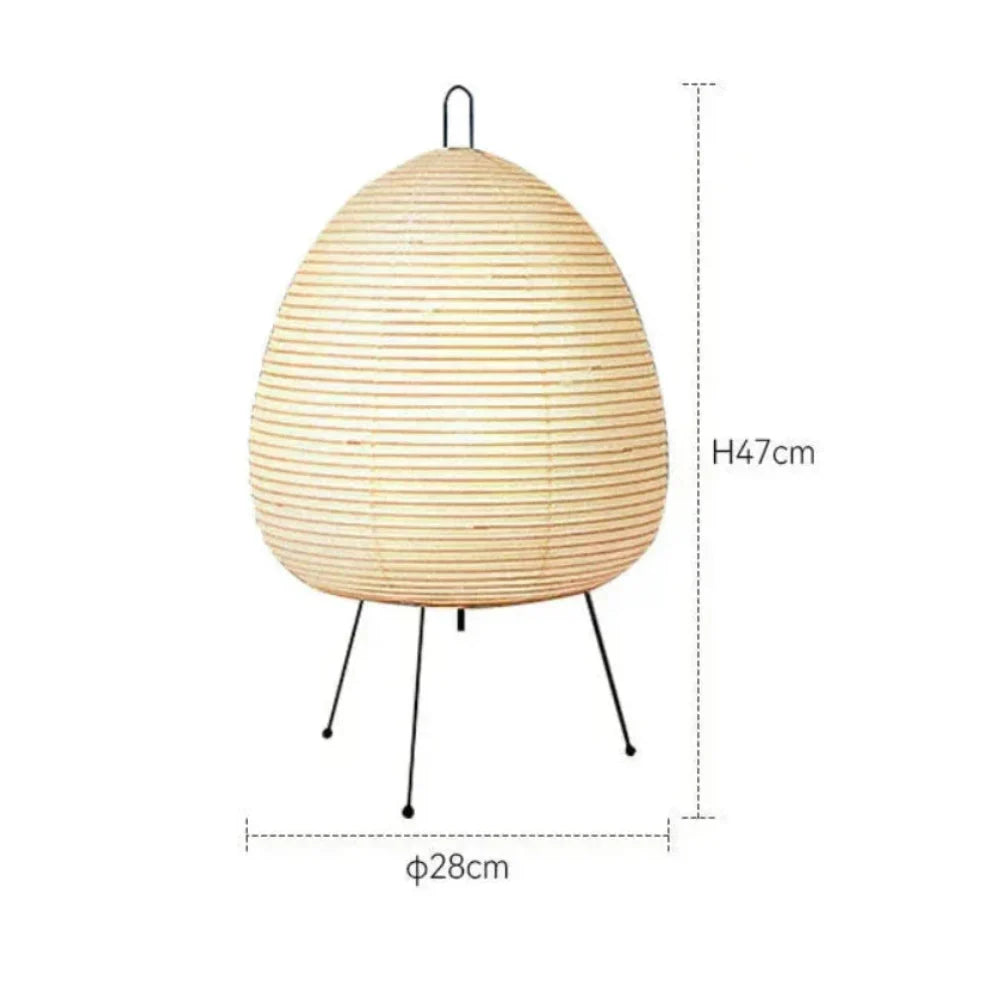 Lámpara de mesa retro japonesa de papel de arroz de 47cm, base de hierro E27