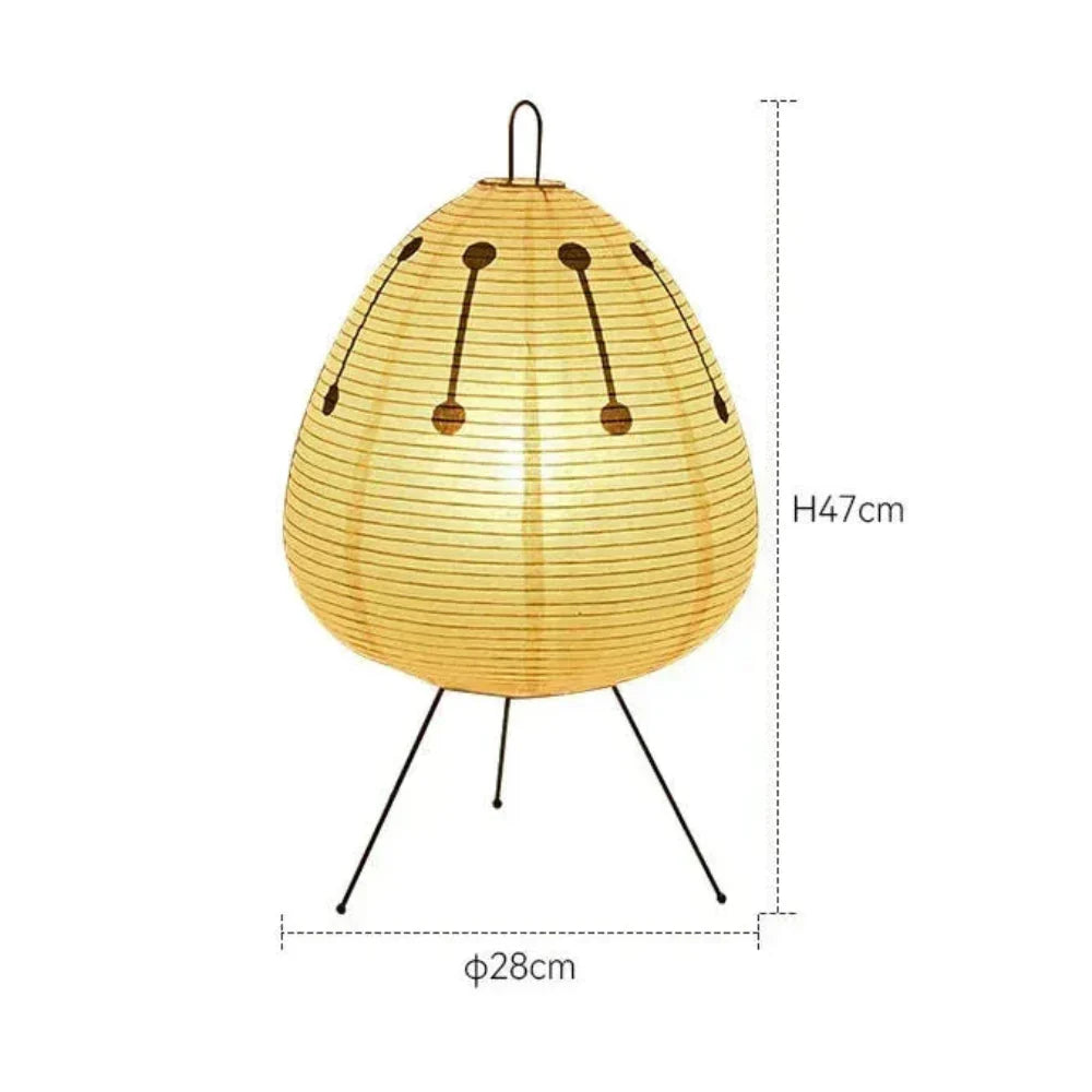 Lámpara de mesa retro japonesa de papel de arroz de 47cm, base de hierro E27