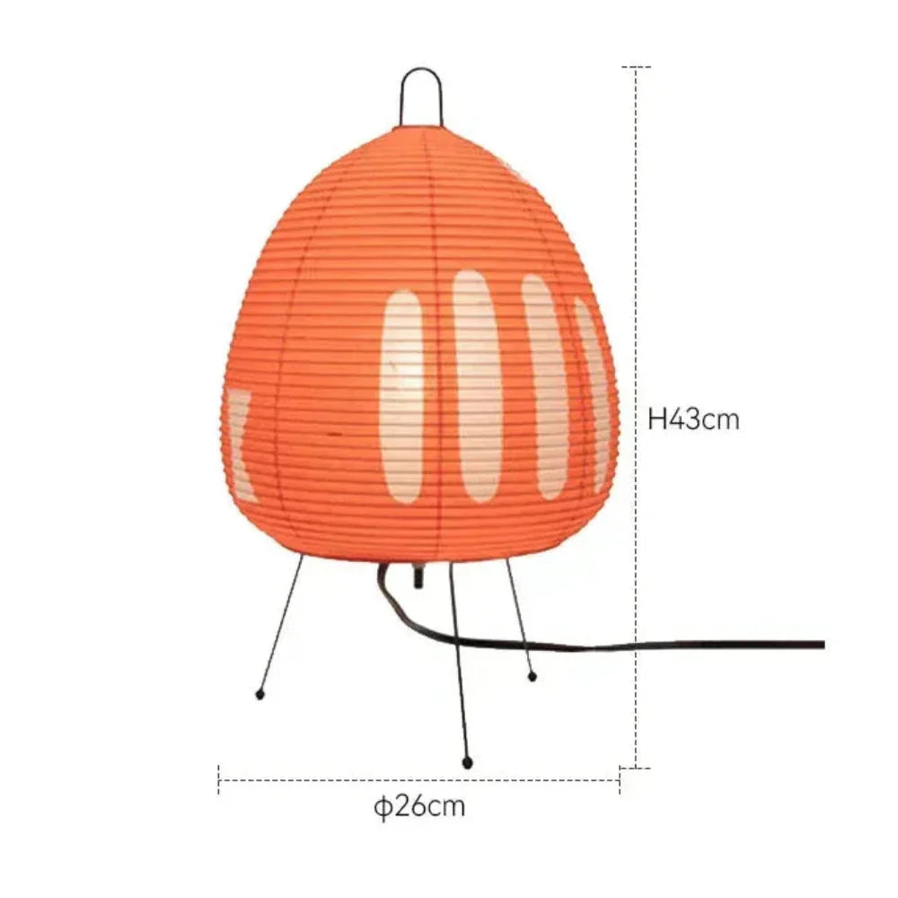 Lámpara de mesa retro japonesa de papel de arroz de 47cm, base de hierro E27