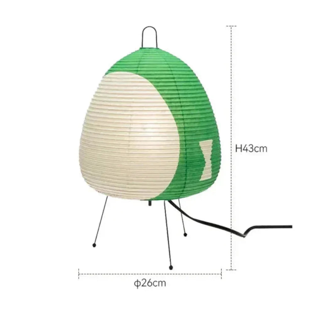 Lámpara de mesa retro japonesa de papel de arroz de 47cm, base de hierro E27