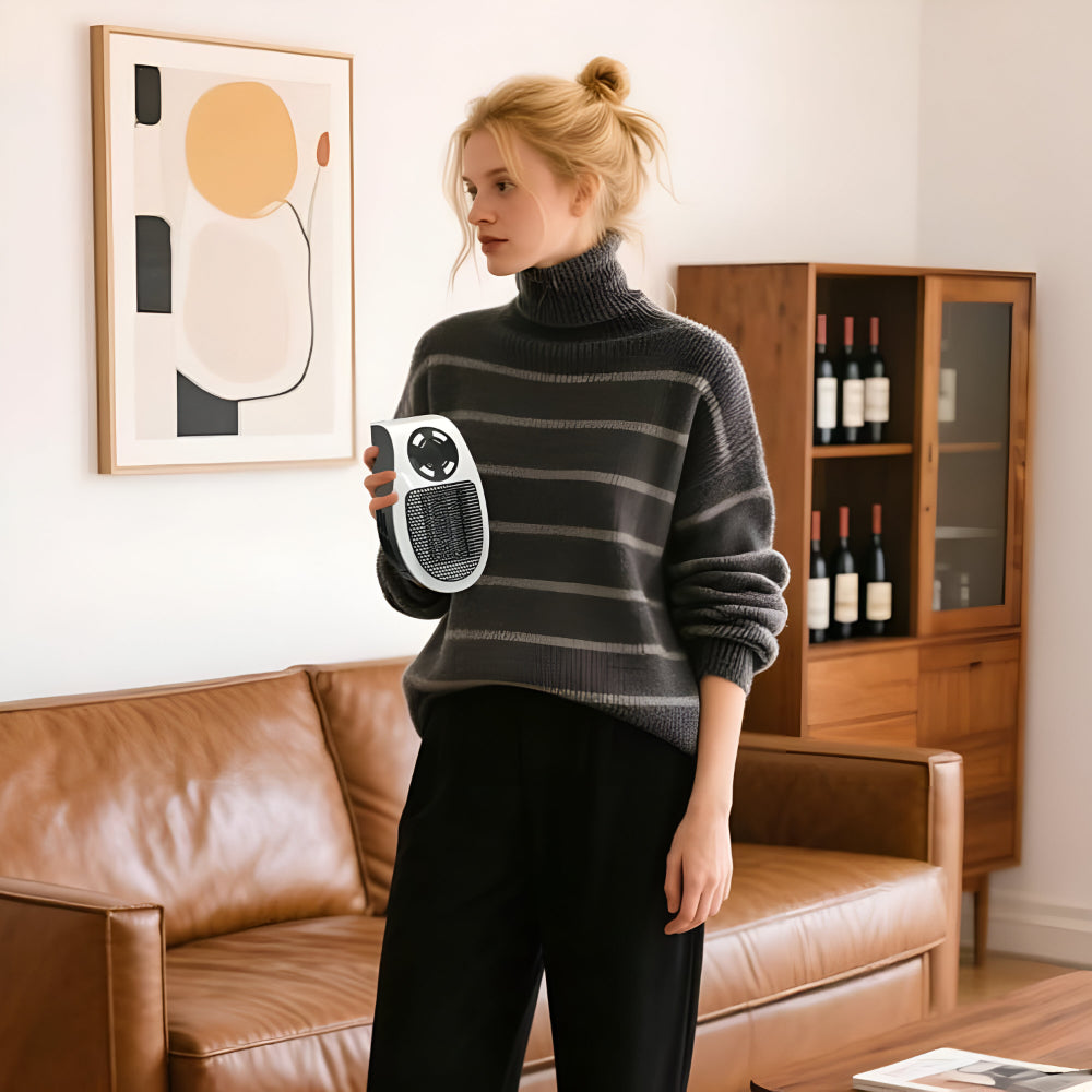 350 W keramisk plug-in-varmeovn — hurtig opvarmning, timer, LED