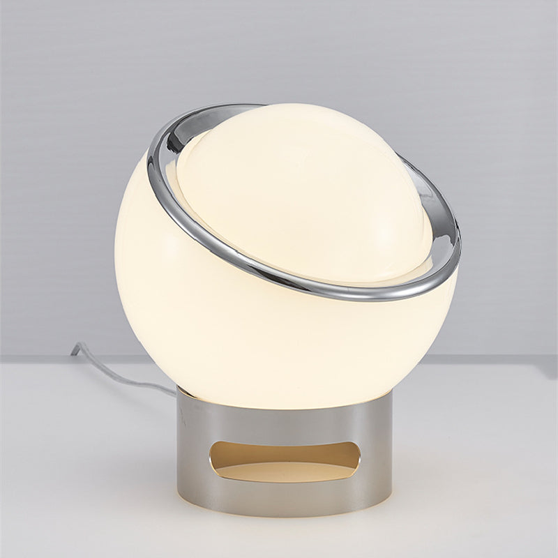 Lucette Bedside Table Lamp, Bauhaus Design, French Opal Glass Shade
