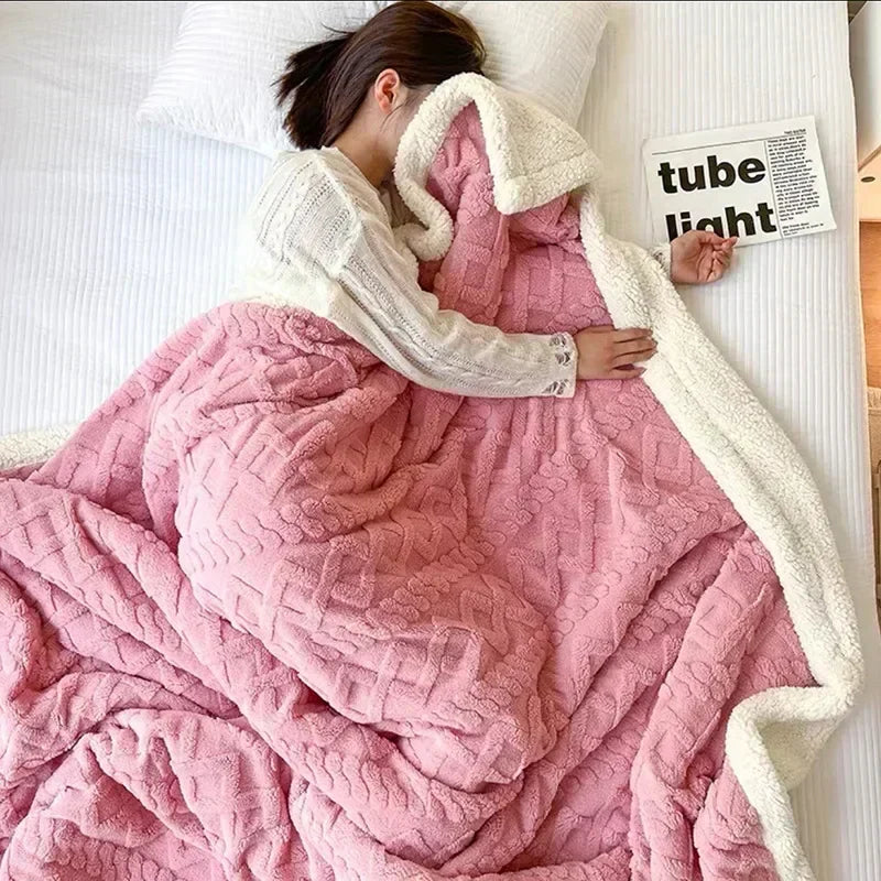 70-230 cm dubbellagers pläd i mikrofiber och lamull