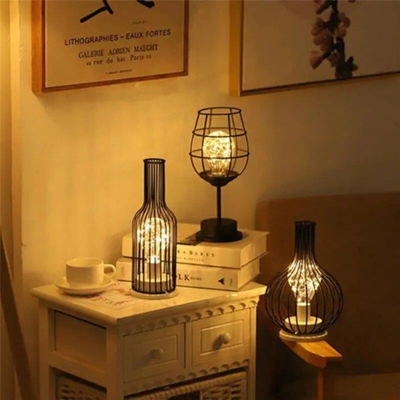 Tischlampe in Flaschenform - schwarzes Acryl, warmweißes LED-Licht