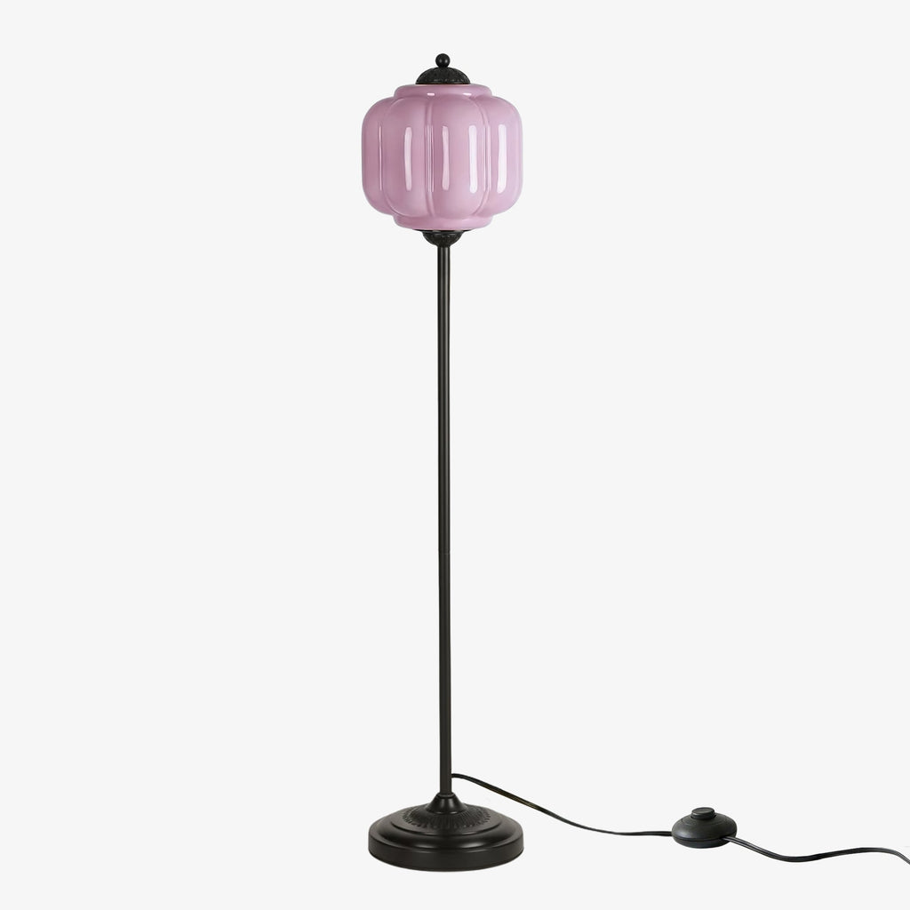 Glas-Stehlampe in Kürbisform — retro-inspirierter organischer Stil
