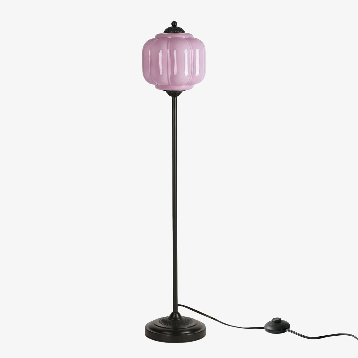 Glas-Stehlampe in Kürbisform — retro-inspirierter organischer Stil