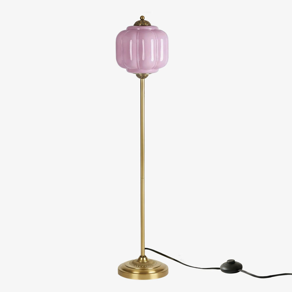 Glas-Stehlampe in Kürbisform — retro-inspirierter organischer Stil