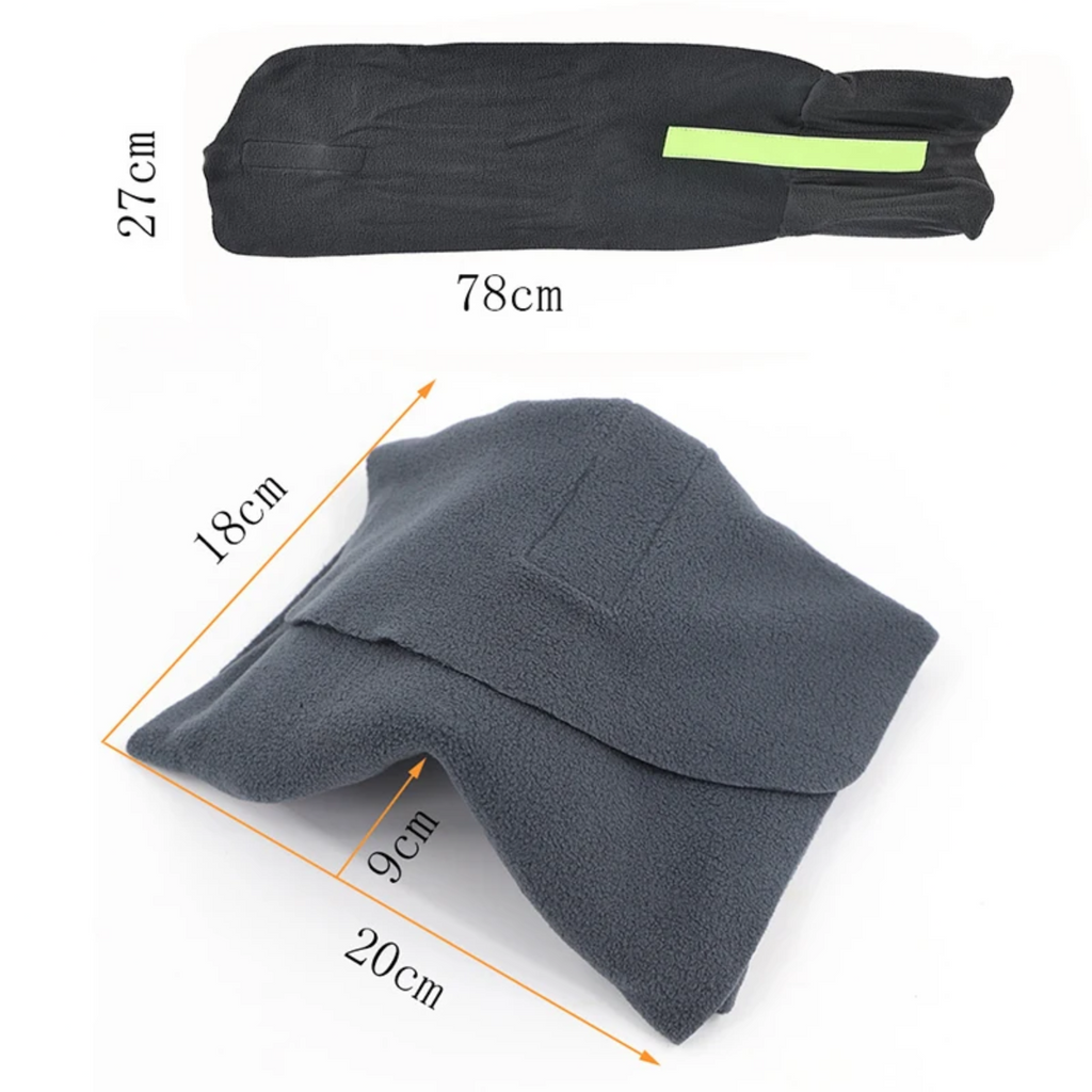 Nackenkissen aus Memory-Schaum — ergonomische Unterstützung auf Reisen, Grau-Schwarz