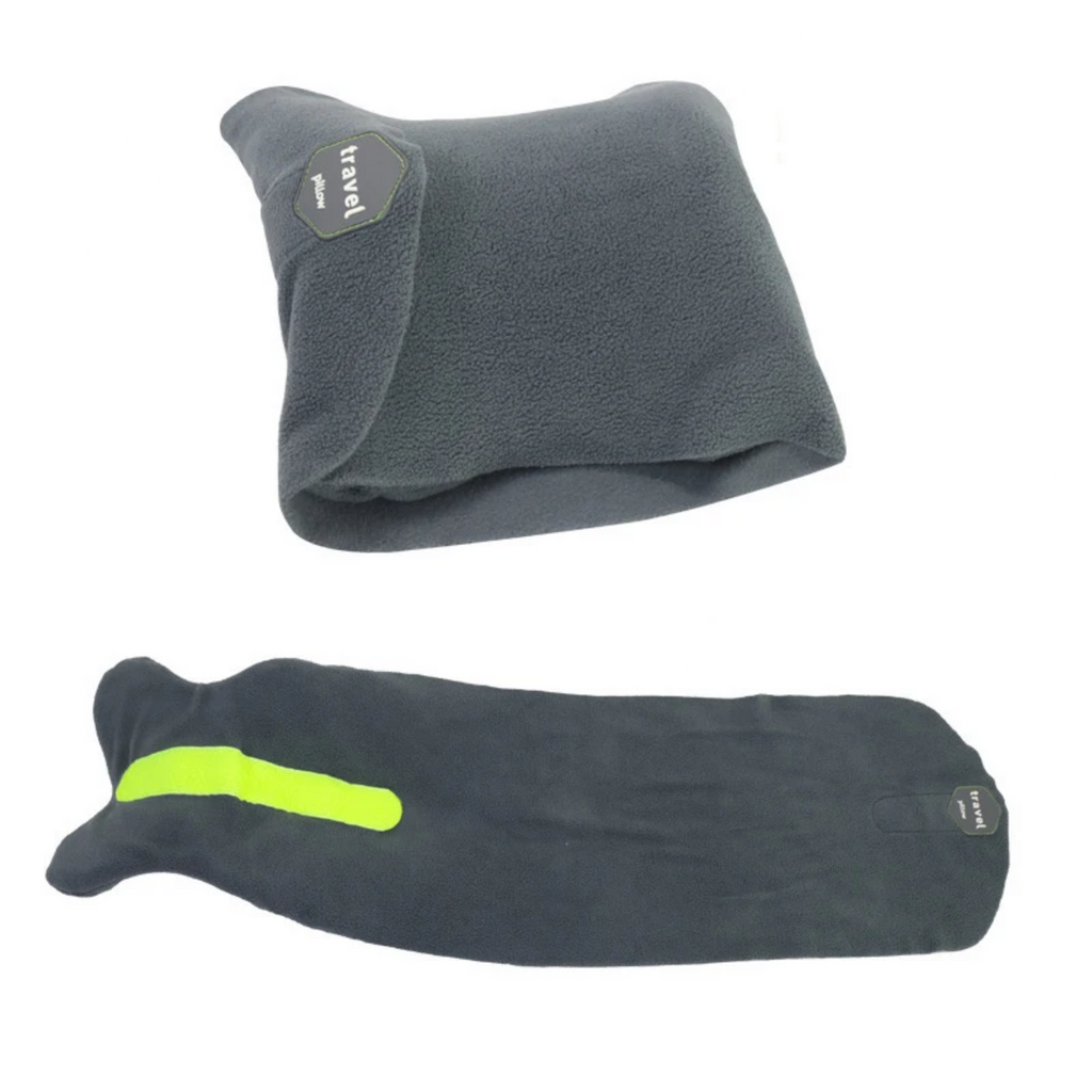 Nackenkissen aus Memory-Schaum — ergonomische Unterstützung auf Reisen, Grau-Schwarz