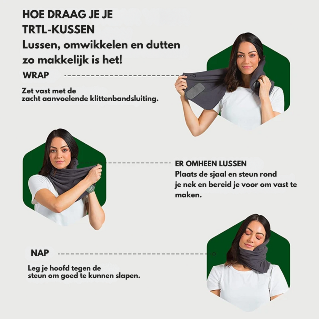 Nackenkissen aus Memory-Schaum — ergonomische Unterstützung auf Reisen, Grau-Schwarz