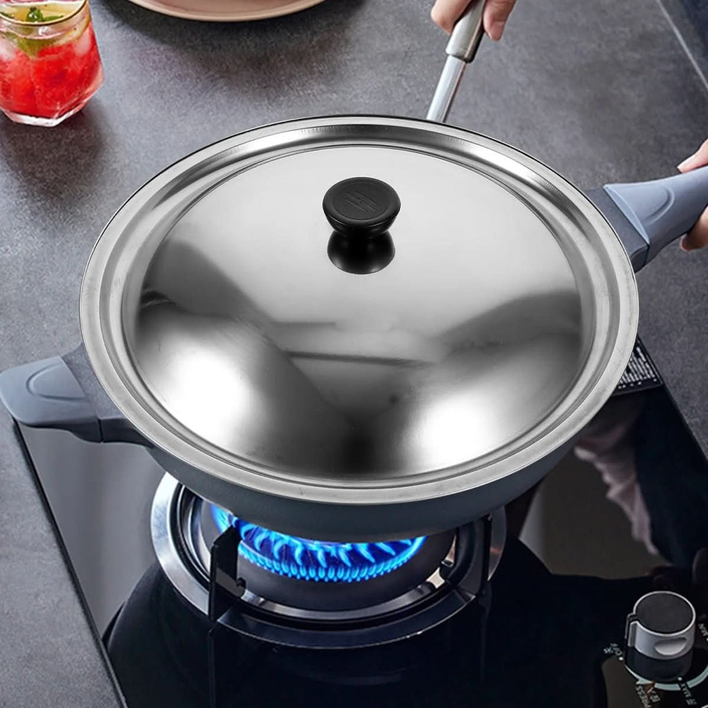 CookShield Stainless Steel Universal Lid — Compatible Fit for Pans and Woks