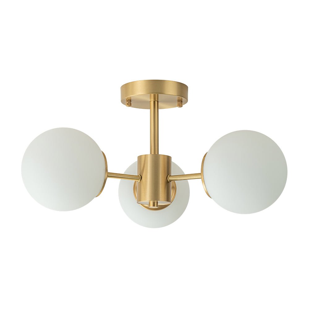 Sputnik-taklampa — 3-ljus i mässing med opalglas, 48 cm, E26