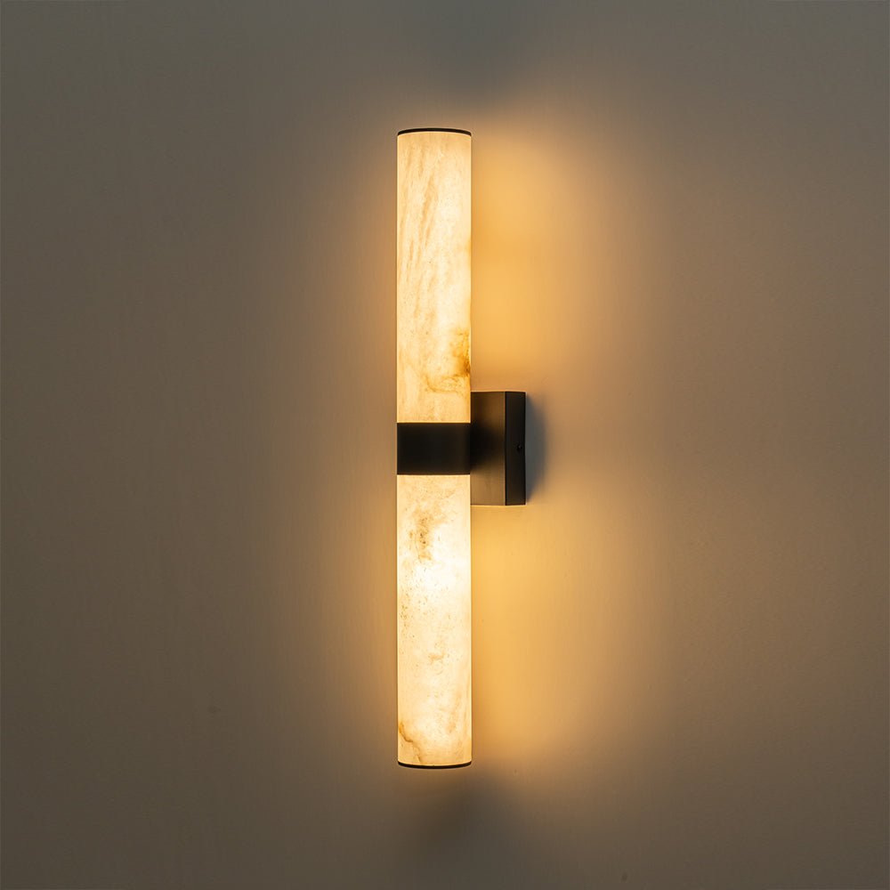 60cm LED-væglampe – alabast, dæmpbar 3000K, messing/sort
