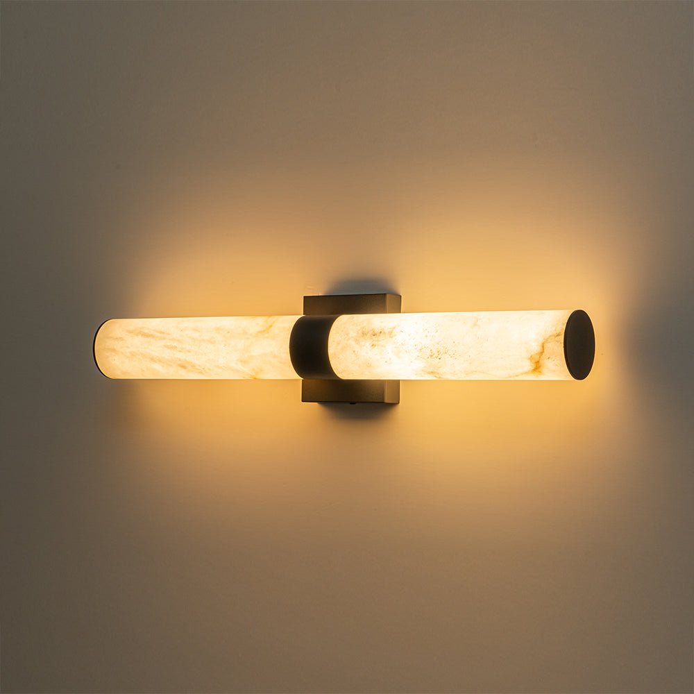 60cm LED-væglampe – alabast, dæmpbar 3000K, messing/sort