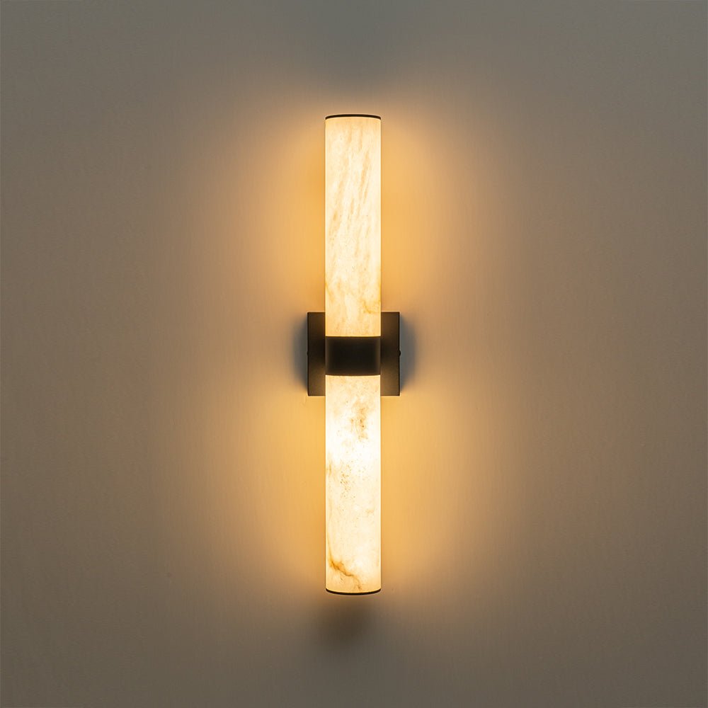 60cm LED-væglampe – alabast, dæmpbar 3000K, messing/sort