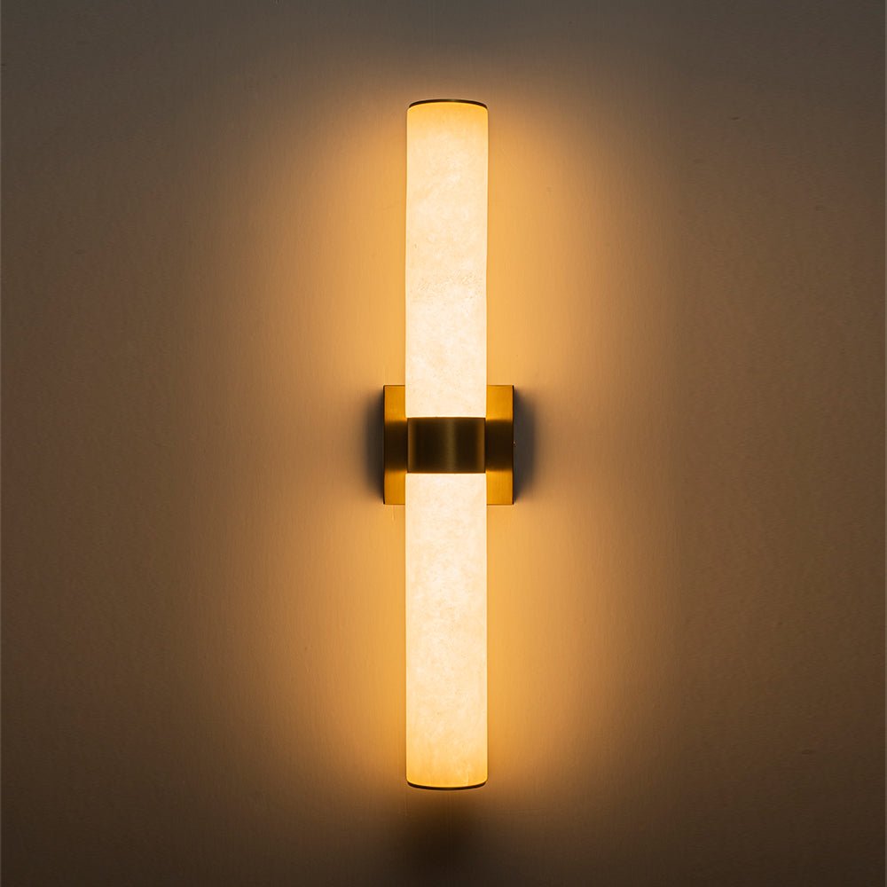 60cm LED-væglampe – alabast, dæmpbar 3000K, messing/sort