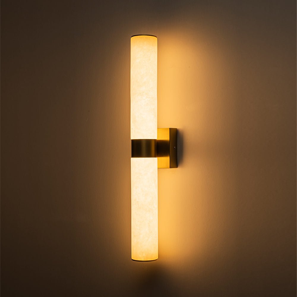60cm LED-væglampe – alabast, dæmpbar 3000K, messing/sort