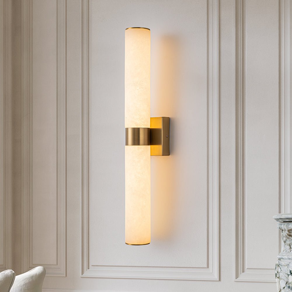 60cm LED-væglampe – alabast, dæmpbar 3000K, messing/sort