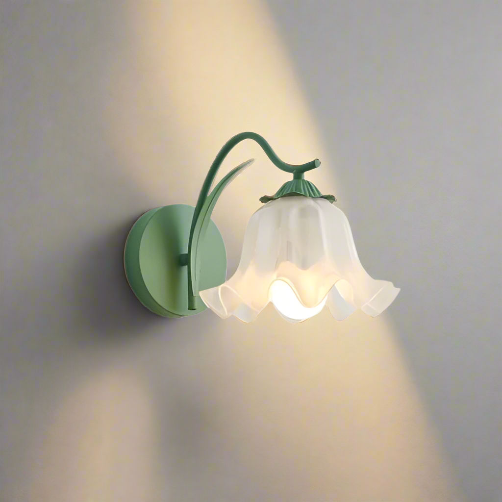 Marcoe French Country Flower Wall Lamp — White Acrylic Shade Trim