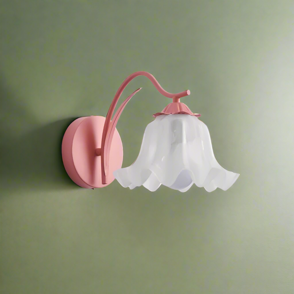 Marcoe French Country Flower Wall Lamp — White Acrylic Shade Trim