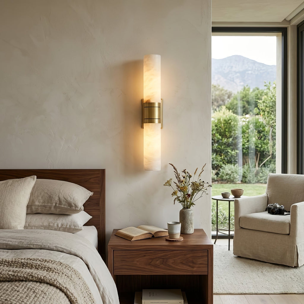 Linear Alabaster Dual Cylinder Light | wildoxy