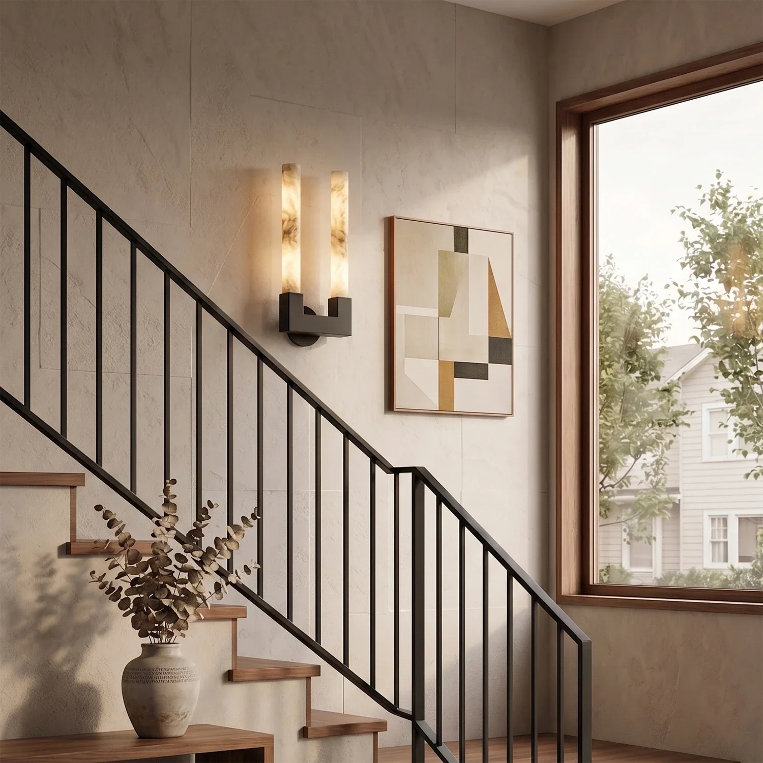 Linear Cylindrical Alabaster Wall Sconce | wildoxy