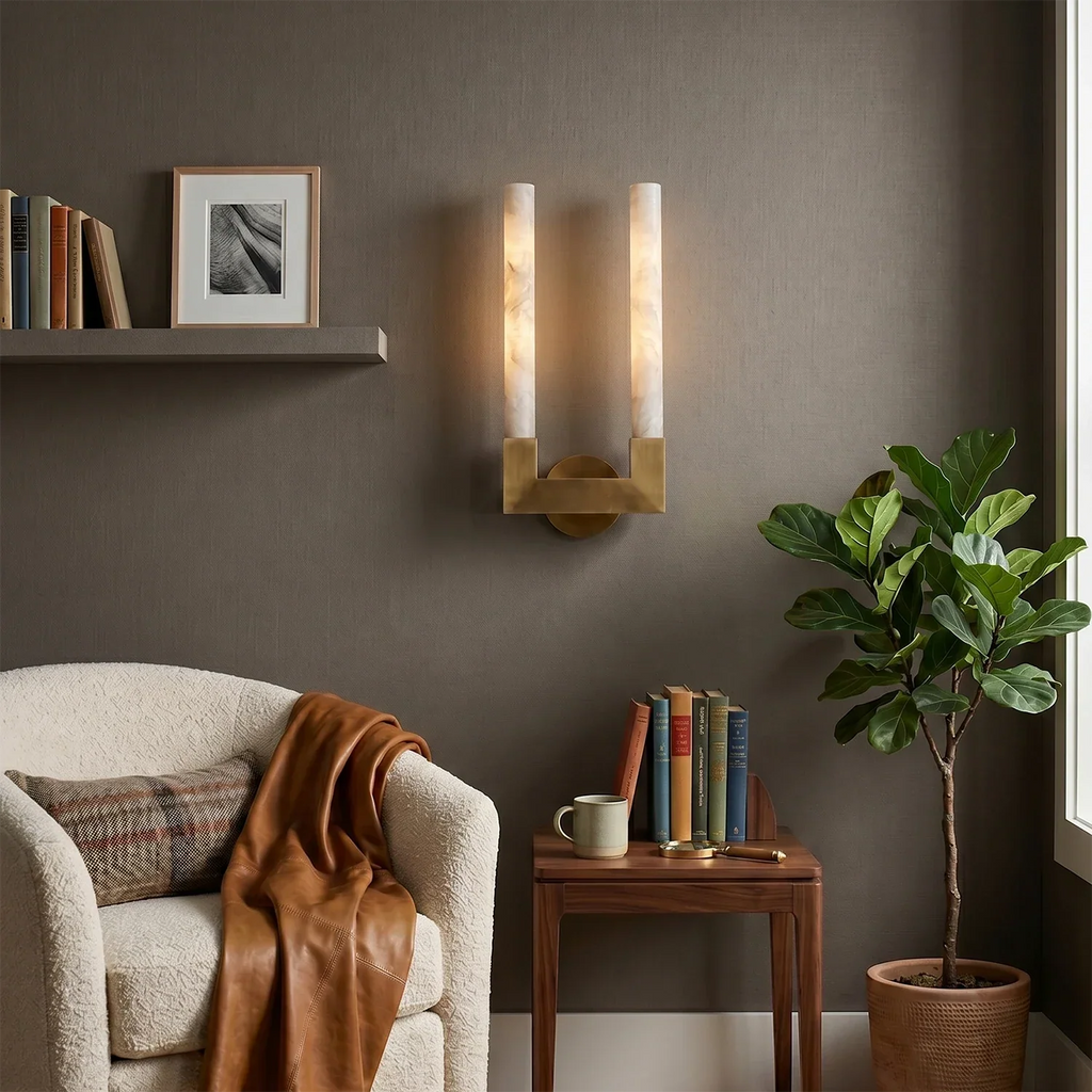 Linear Cylindrical Alabaster Wall Sconce | wildoxy