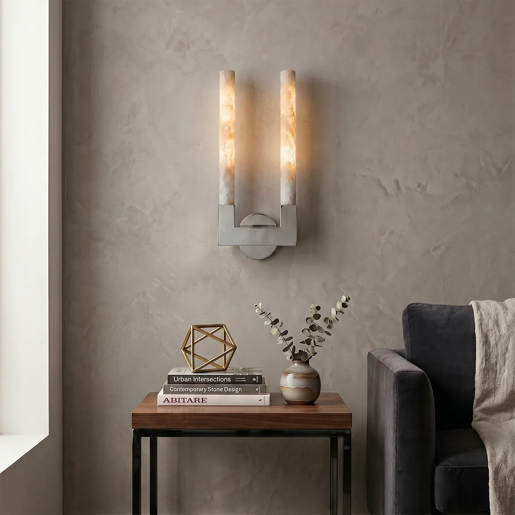 Linear Cylindrical Alabaster Wall Sconce | wildoxy