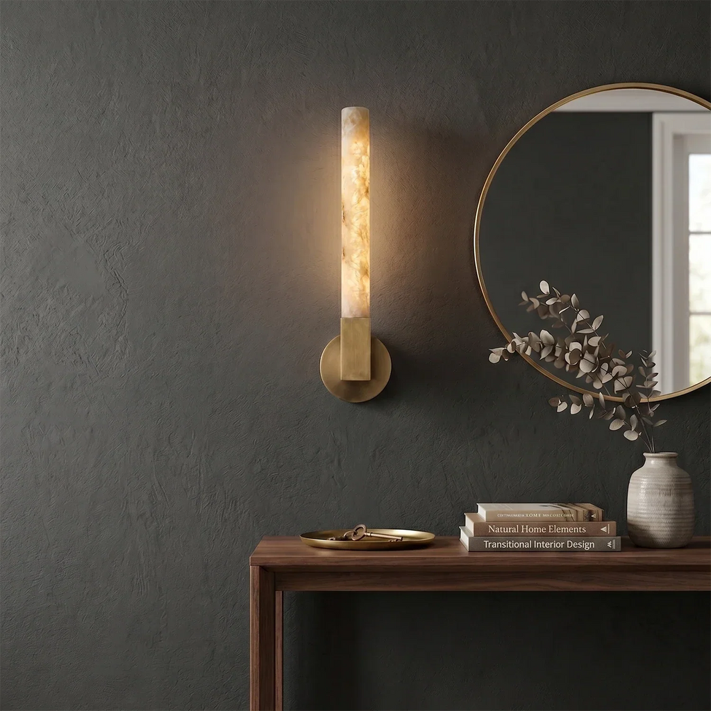 Linear Cylindrical Alabaster Wall Sconce | wildoxy
