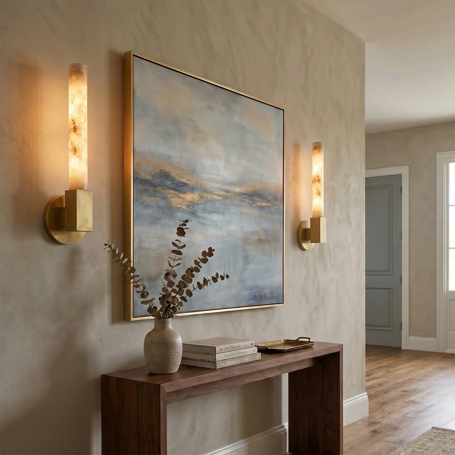 Linear Cylindrical Alabaster Wall Sconce | wildoxy
