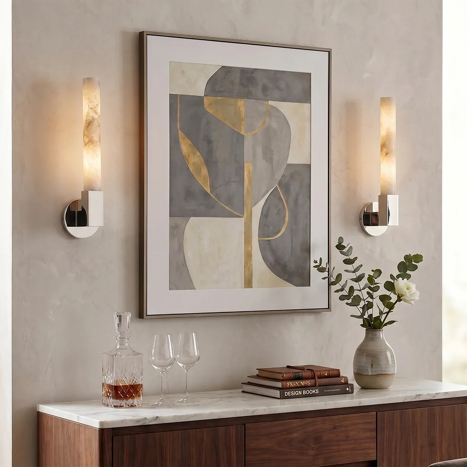 Linear Cylindrical Alabaster Wall Sconce | wildoxy