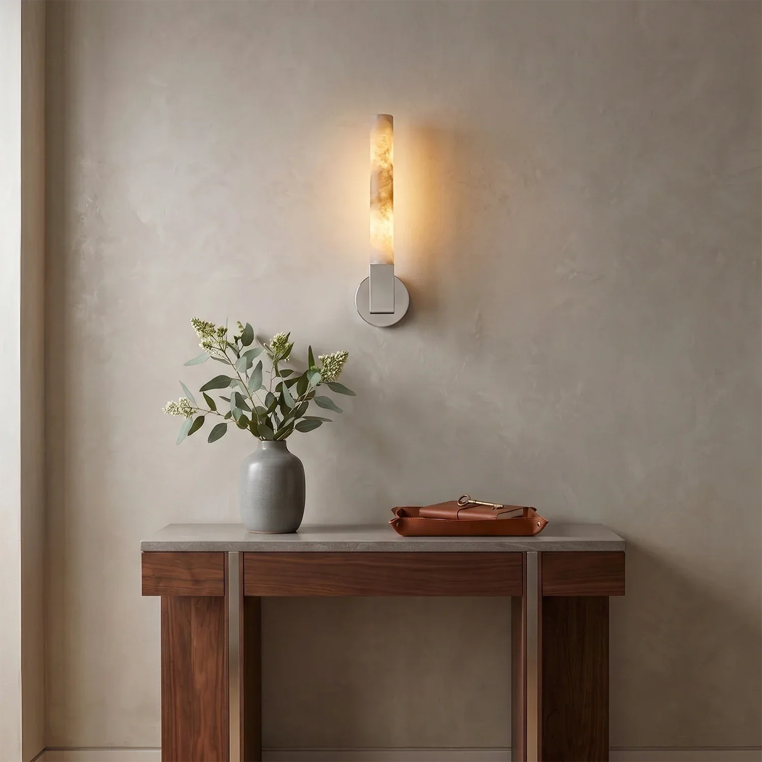 Linear Cylindrical Alabaster Wall Sconce | wildoxy