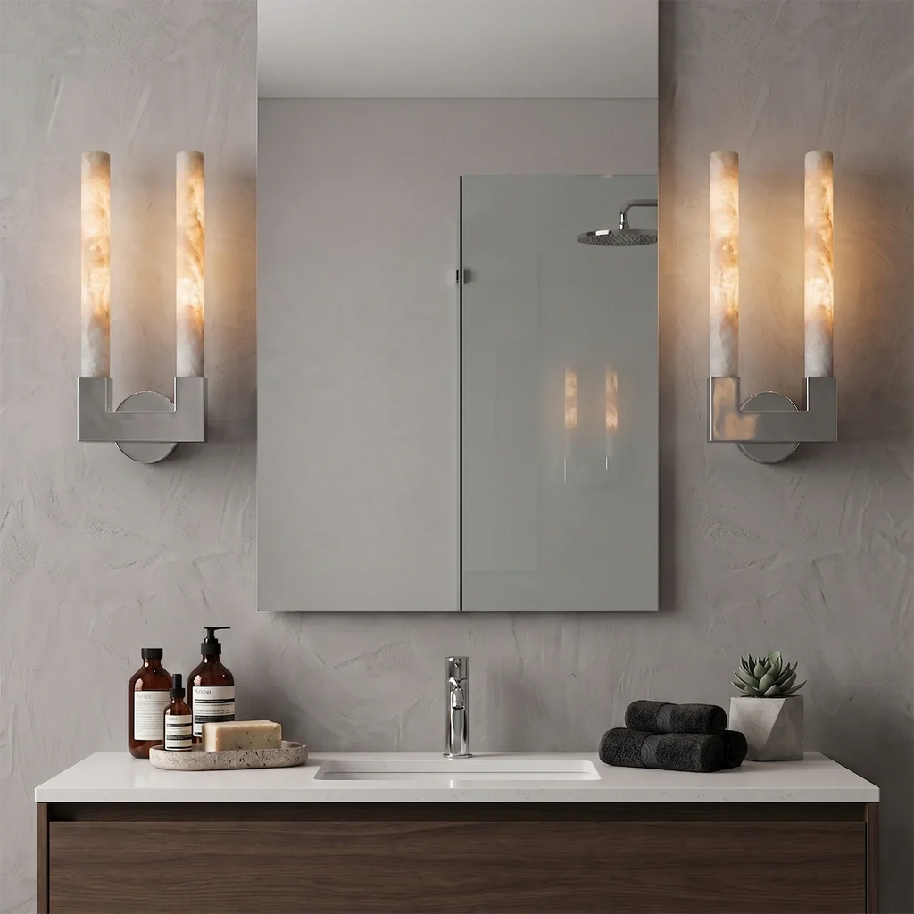 Linear Cylindrical Alabaster Wall Sconce | wildoxy