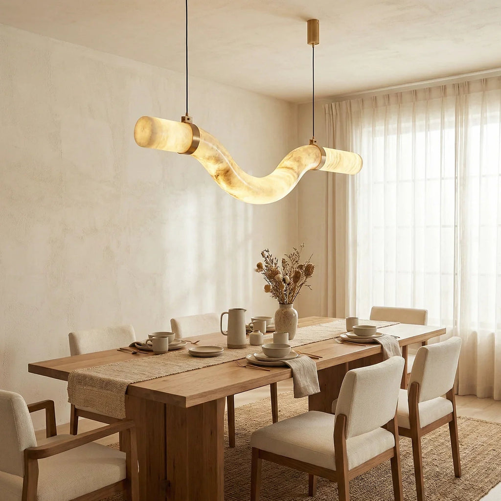 Linear Geometry Wave Alabaster Chandelier | wildoxy