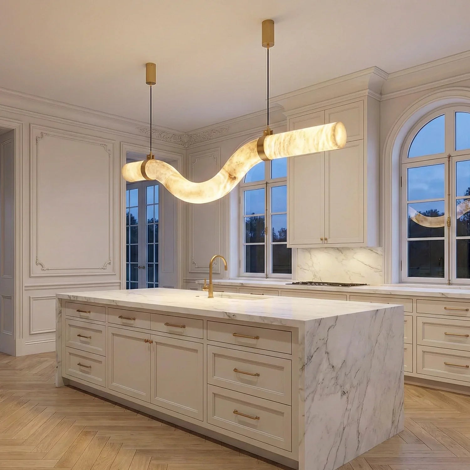Linear Geometry Wave Alabaster Chandelier | wildoxy