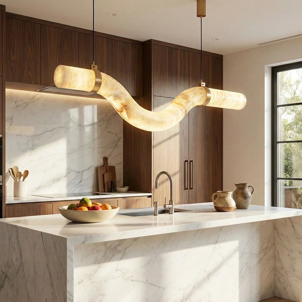 Linear Geometry Wave Alabaster Chandelier | wildoxy