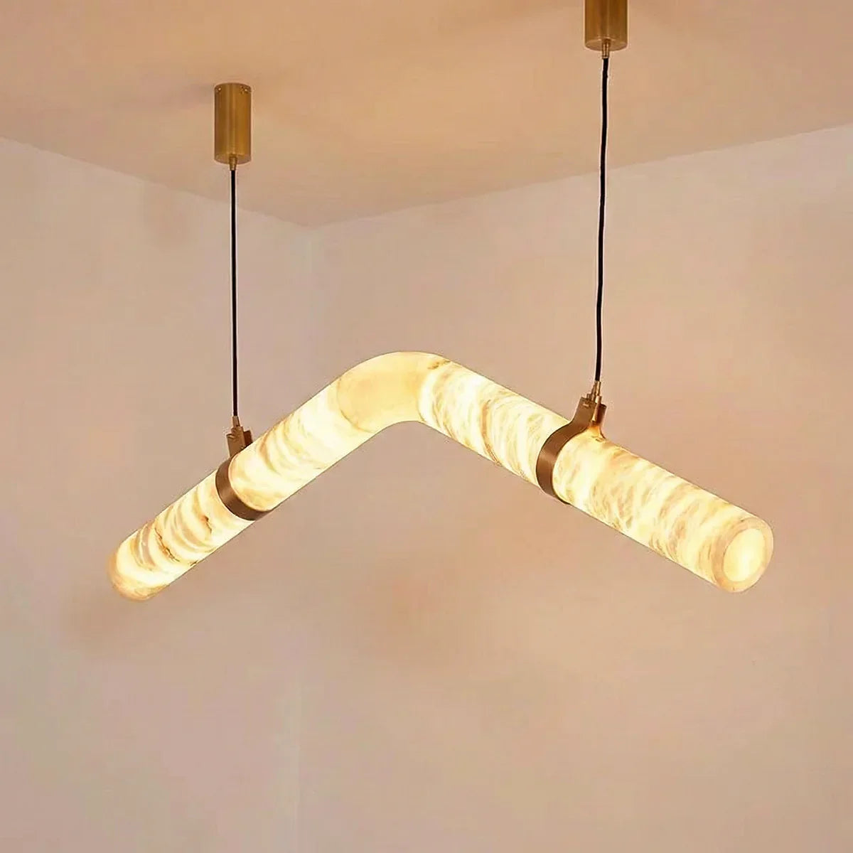 Linear Geometry Wave Alabaster Chandelier | wildoxy