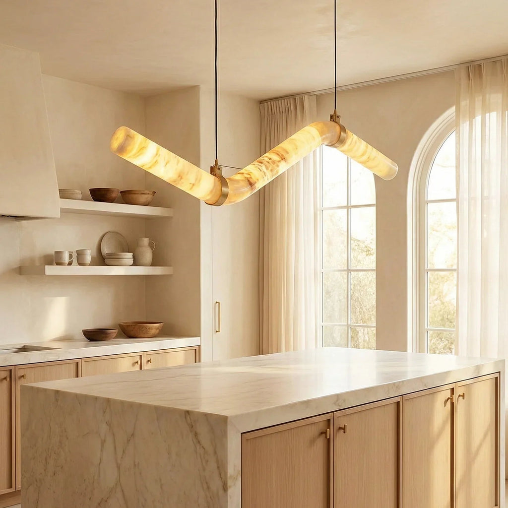 Linear Geometry Wave Alabaster Chandelier | wildoxy