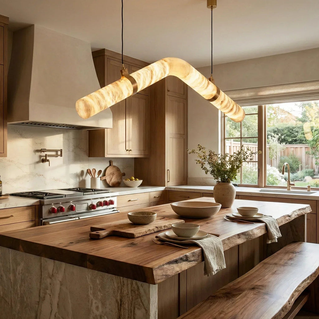 Linear Geometry Wave Alabaster Chandelier | wildoxy