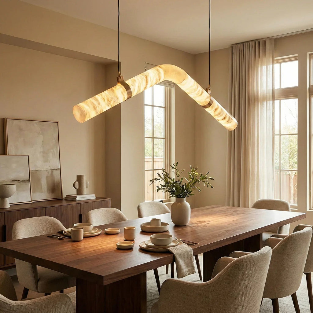 Linear Geometry Wave Alabaster Chandelier | wildoxy